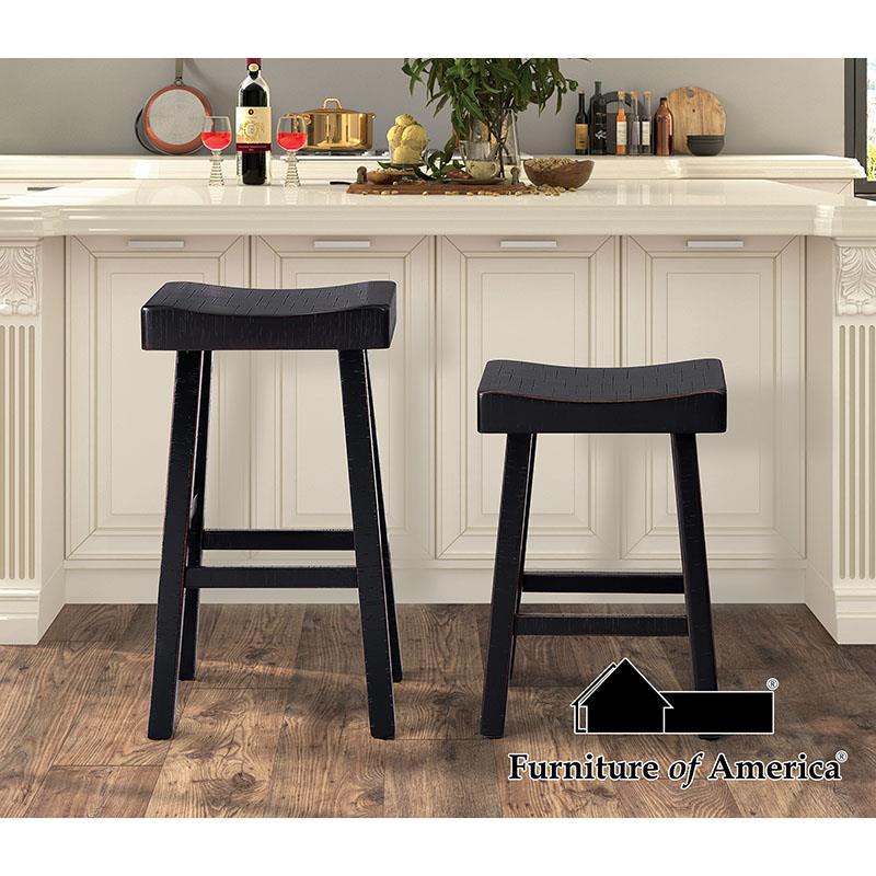 Furniture of America Biasca 29" Stool, (2/CTN), Black
