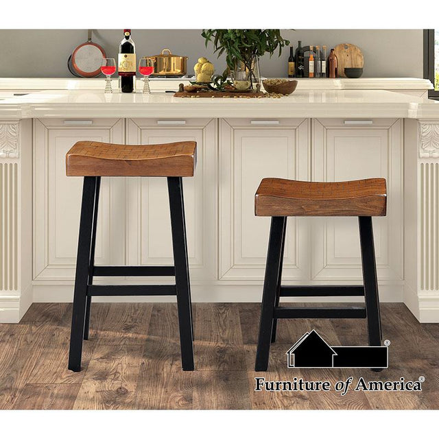 Furniture of America Biasca 24" Stool, (2/CTN), Oak/Black