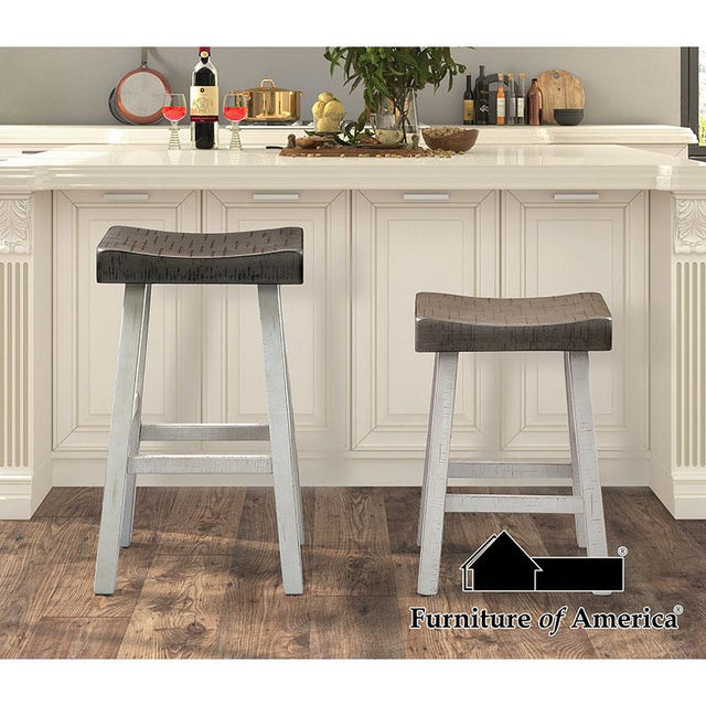 Furniture of America Biasca 24" Stool, (2/CTN), Gray/White