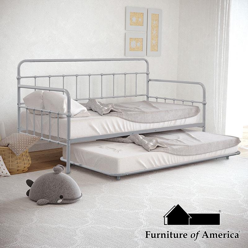 Furniture of America Thera Daybed w/ Trundle, Silver