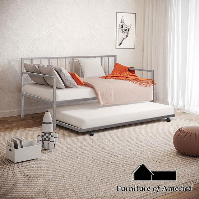 Furniture of America Harmon Daybed w/ Trundle, Silver