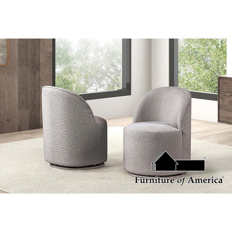 Furniture of America Broager Dining Swivel Chair, Light Gray