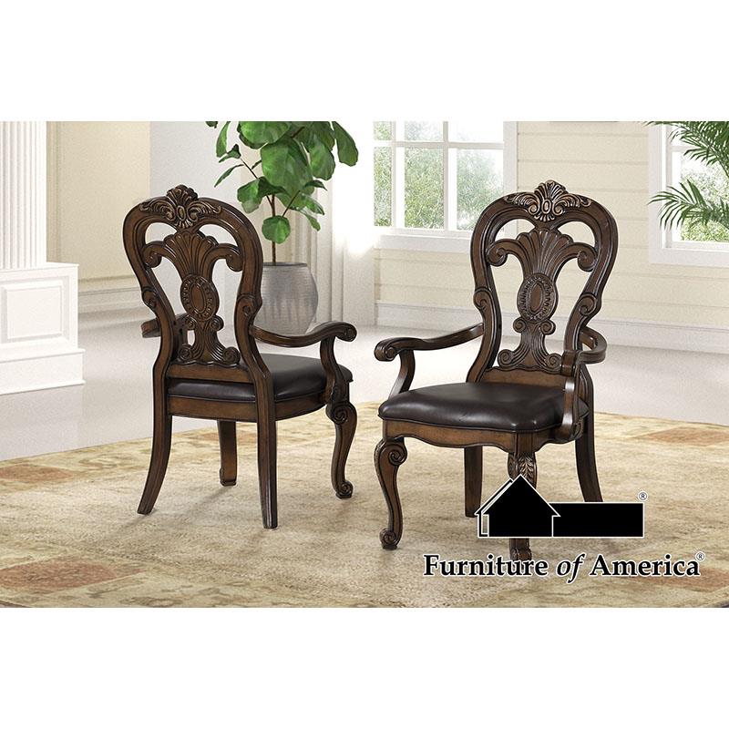 Furniture of America Leovanni Arm Chair (2/CTN), Dark Brown