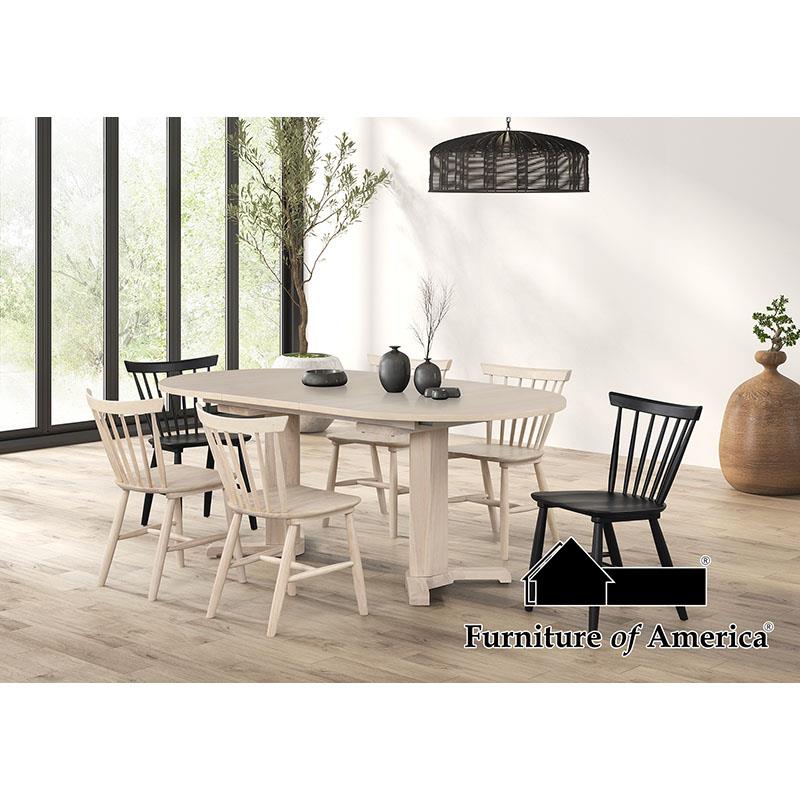 Furniture of America Hines 7 Pc. Oval Dining Set, Multi (2Bk + 4Nt)