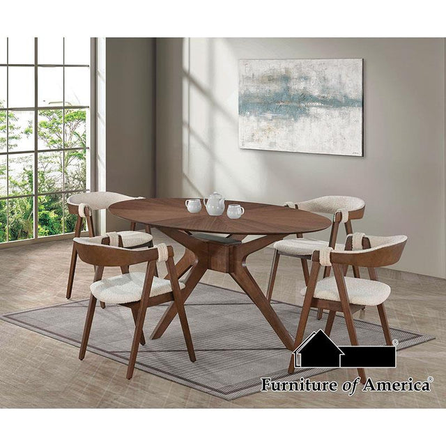Furniture of America Ebikon Oval Dining Table, Walnut
