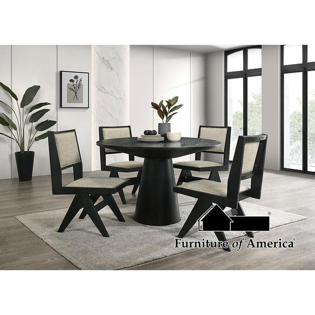 Furniture of America Tottenham 48" Round Dining Table, Black
