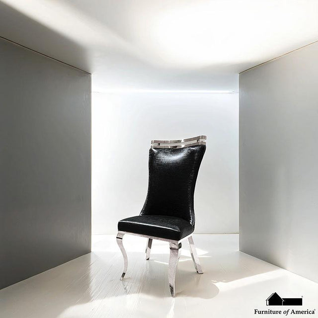 Furniture of America Palazzo Silver Chair (2/CTN), Black