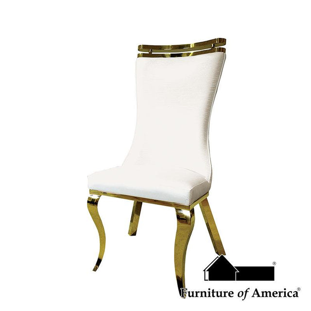 Furniture of America Palazzo Side Chair (2/CTN), Gold/White