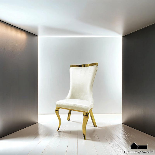 Furniture of America Basilicata Side Chair (2/CTN), Gold/White