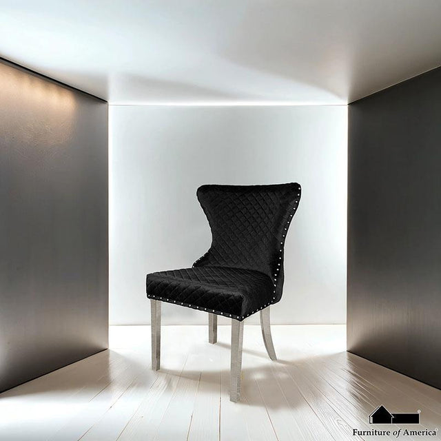 Furniture of America Portanova Silver Chair (2/CTN), Black