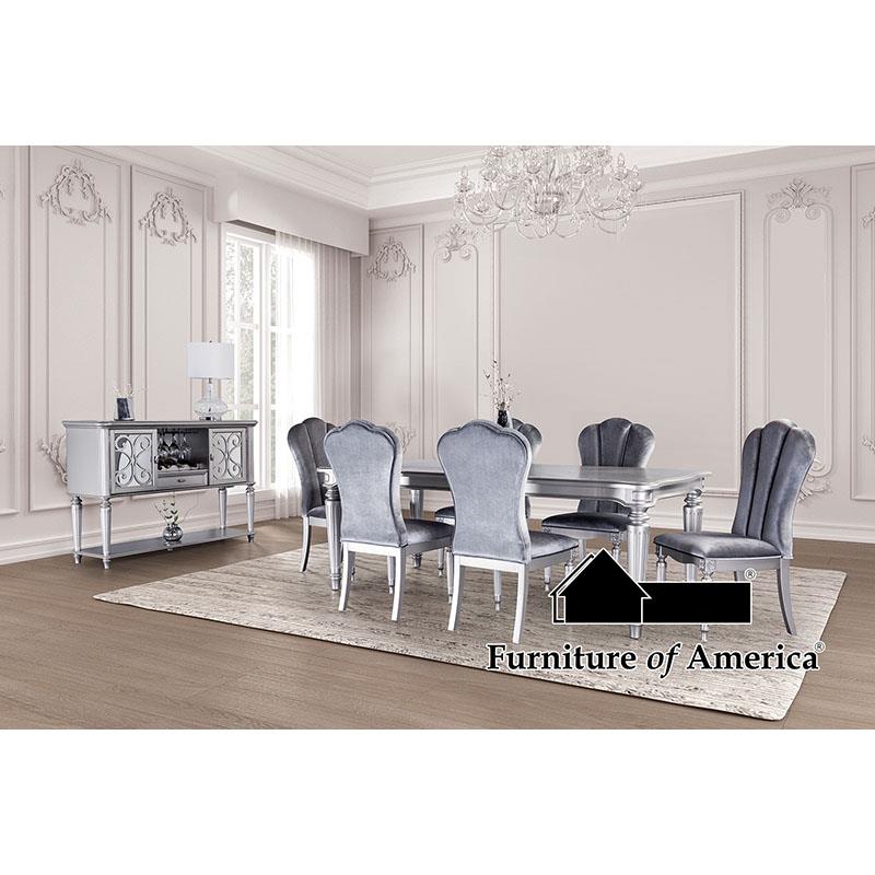 Furniture of America Hannoria Dining Table, Silver
