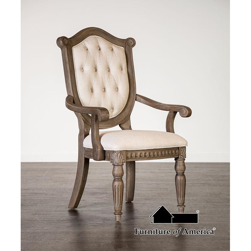 Furniture of America Oakham Arm Chair (2/CTN), Weathered Oak