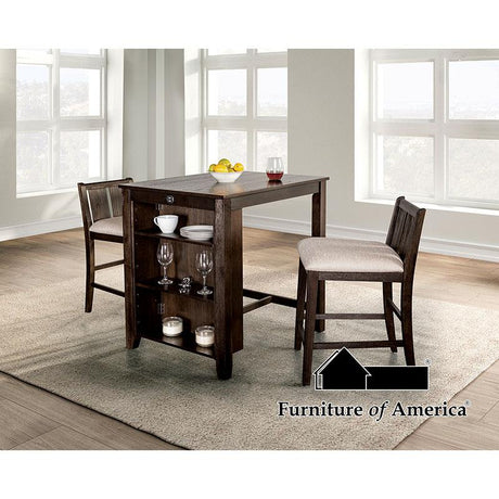 Furniture of America Lescles 3 Pc. Counter Ht. Table Set, Dark Cherry