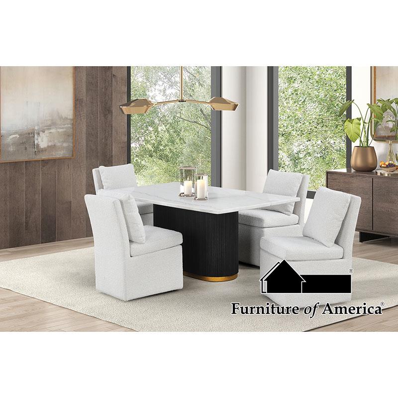 Furniture of America Morges Rect Dining Marble Table, Black/White