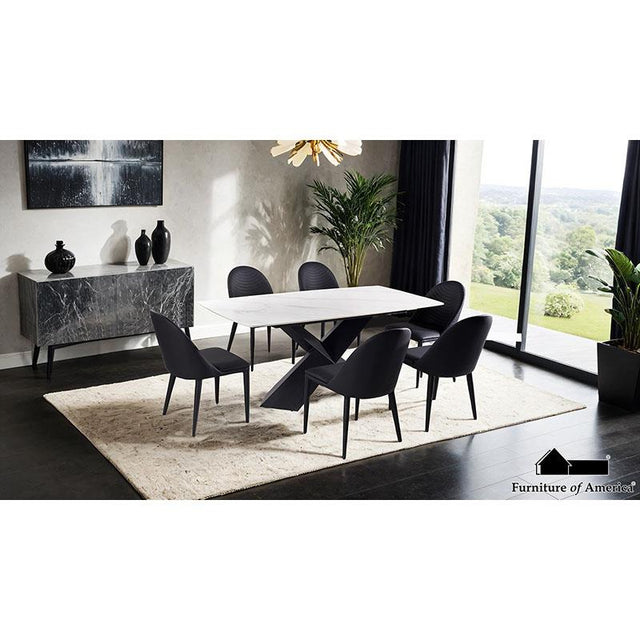 Furniture of America Lenvik Dining Table, Black/White