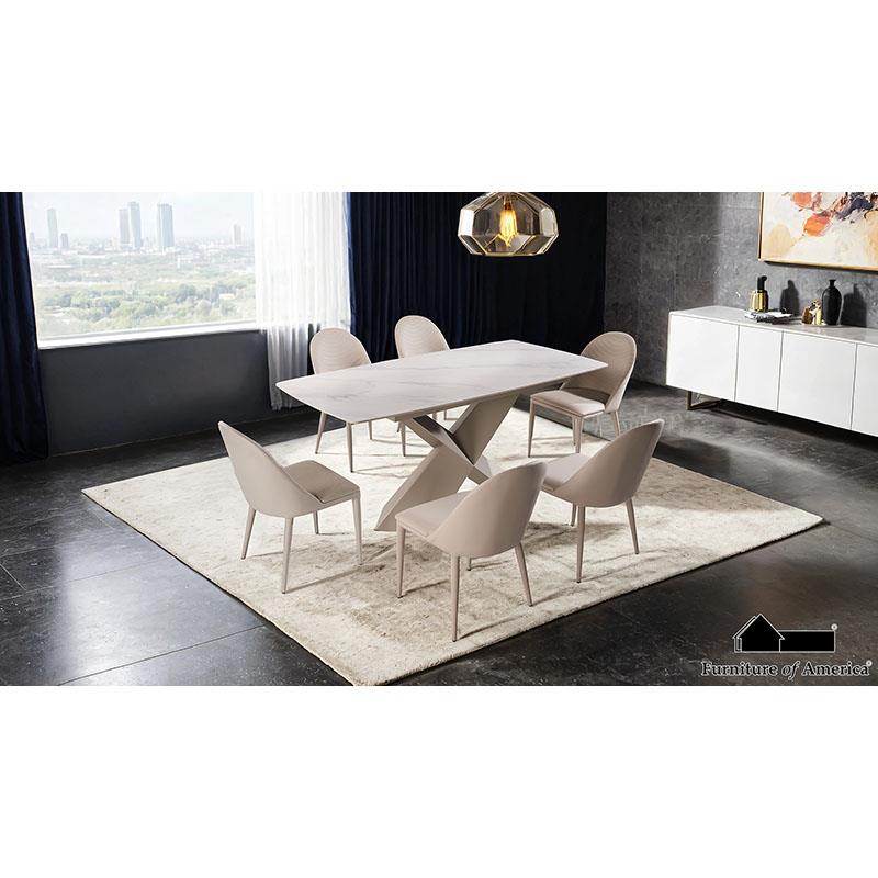 Furniture of America Lenvik Dining Table, Brown/White
