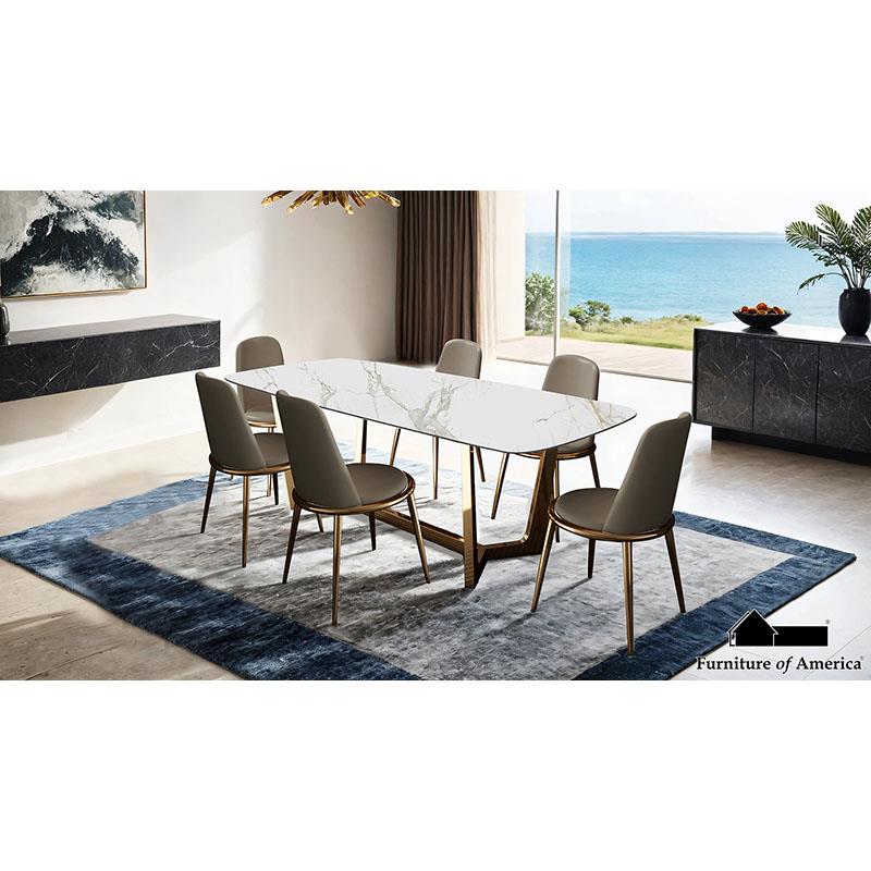 Furniture of America Norelli Side Chair (2/CTN), Gold/Taupe