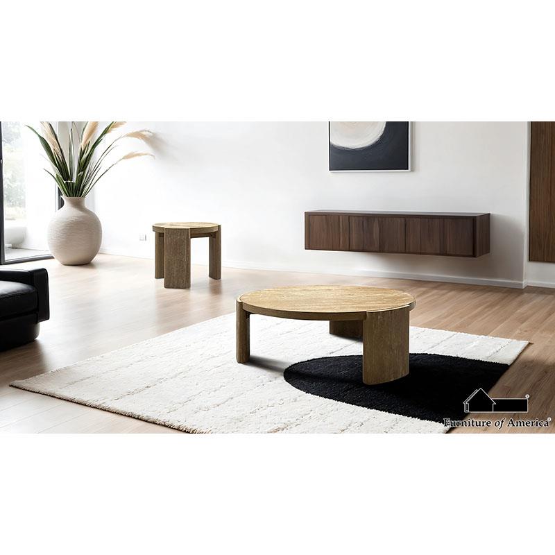 Furniture of America Poltimore Round End Table, Oak