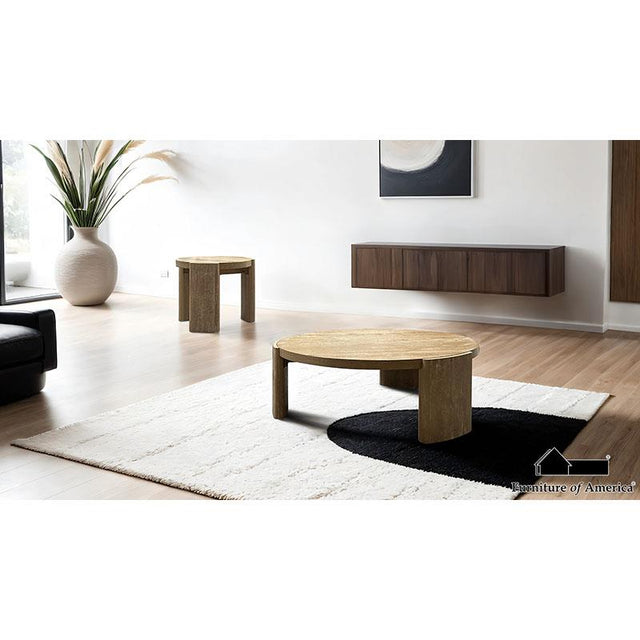 Furniture of America Poltimore Round End Table, Oak