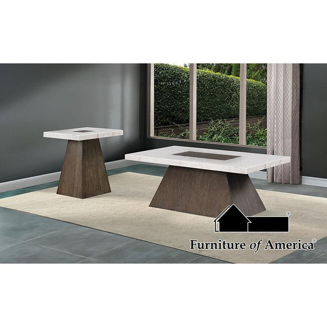 Furniture of America Grasten Square Coffee Table, Dark Walnut/White