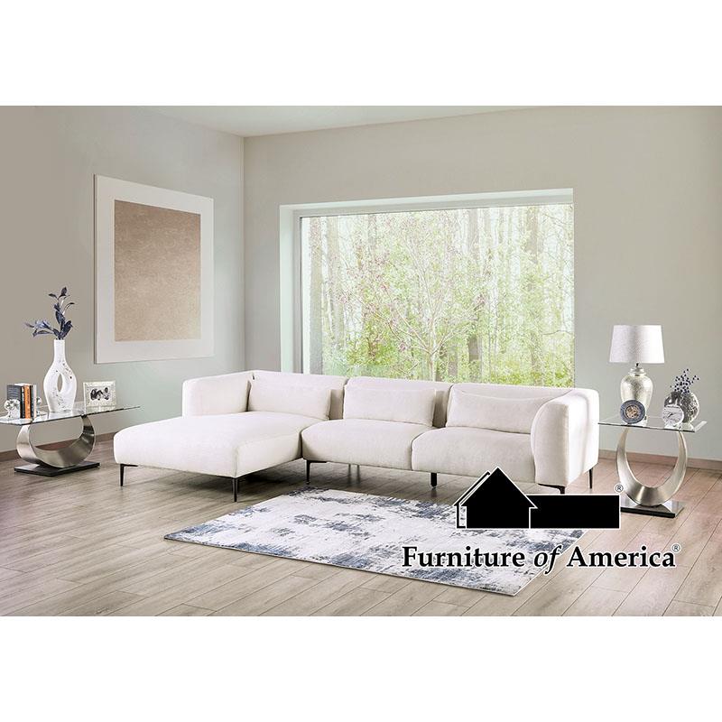 Furniture of America Paderborn Sectional, Left Chaise, Linen White