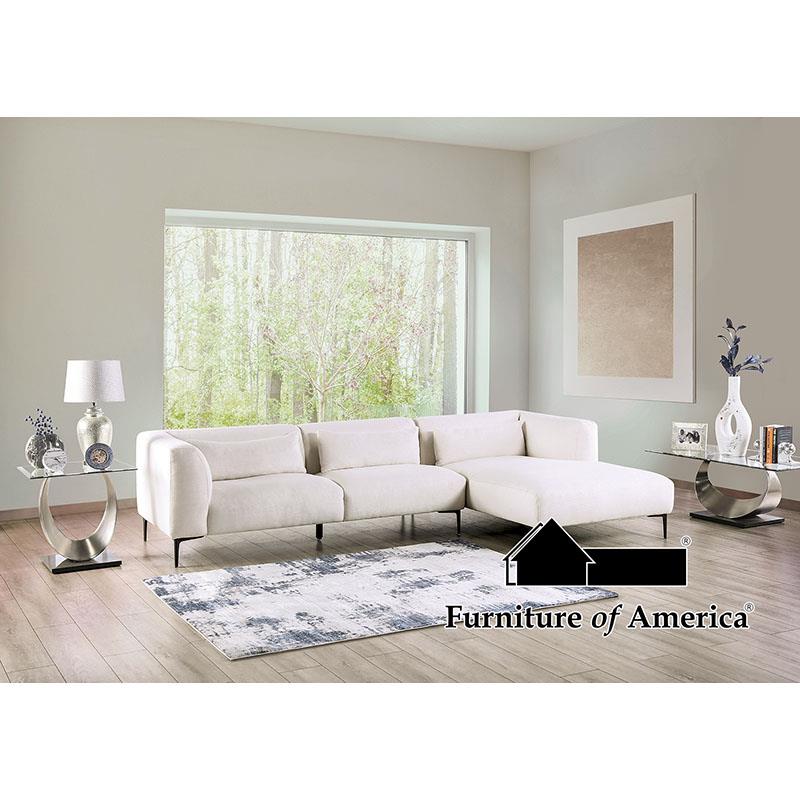 Furniture of America Paderborn Sectional, Right Chaise, Linen White