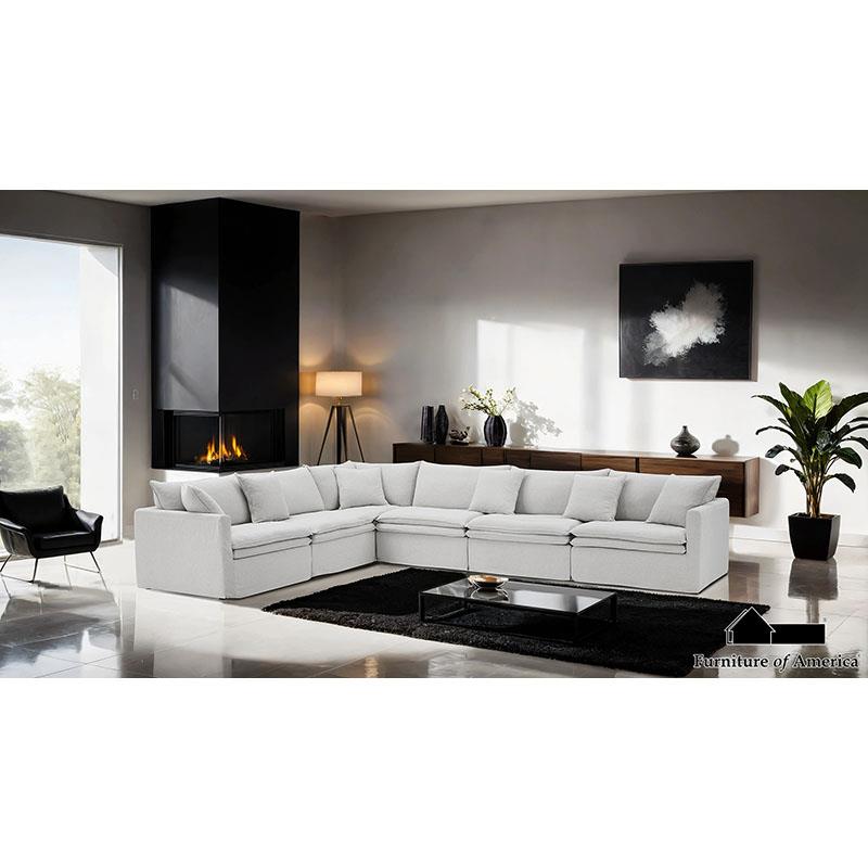 Furniture of America Crayford L-Sectional, Light Gray