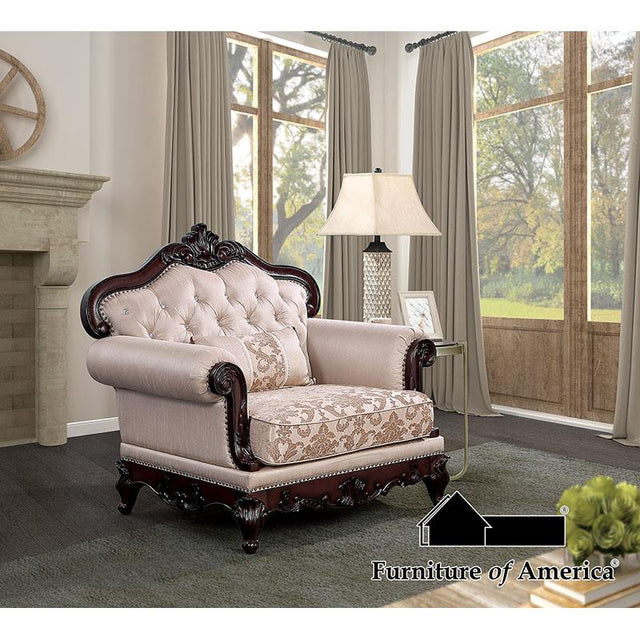 Furniture of America Veracruz Chair, Dark Cherry/Light Brown