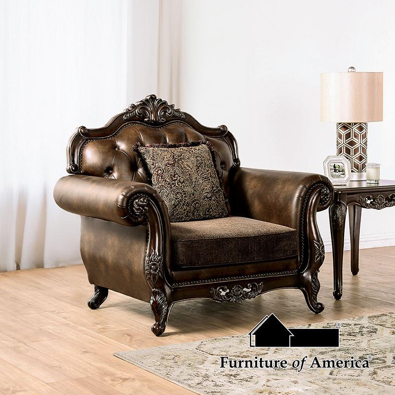 Furniture of America Ensenada Chair, Dark Cherry/Brown