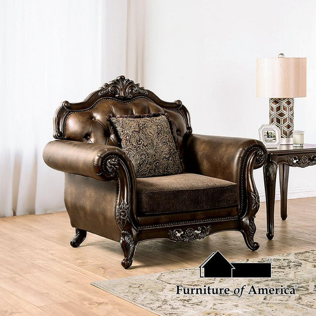 Furniture of America Ensenada Chair, Dark Cherry/Brown