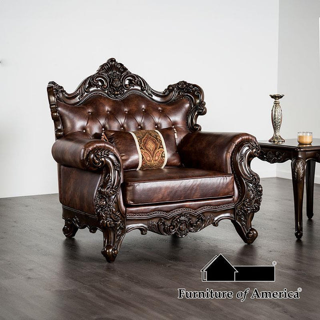 Furniture of America Palencia Chair, Dark Cherry/Light Brown