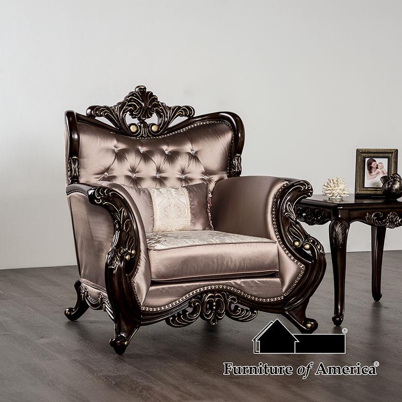 Furniture of America Albacete Chair, Dark Cherry/Brown
