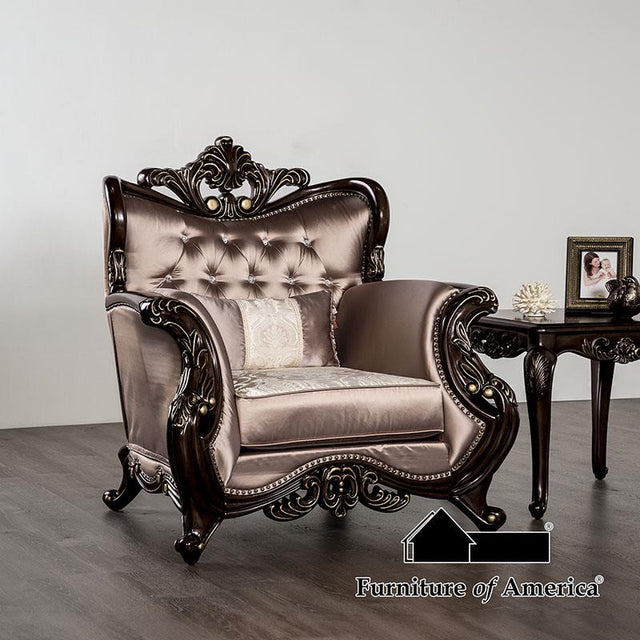 Furniture of America Albacete Chair, Dark Cherry/Brown