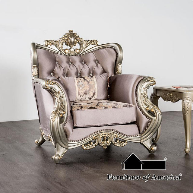 Furniture of America Albacete Chair, Champagne/Purple