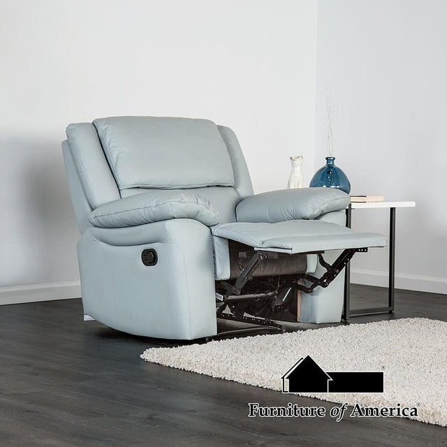Furniture of America Glarus Recliner Chair, Powder Blue