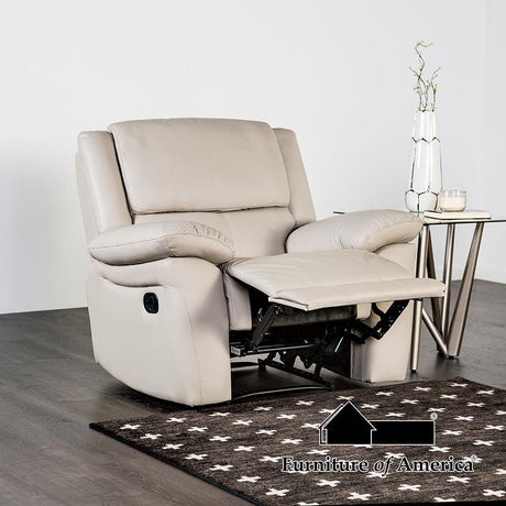 Furniture of America Glarus Recliner Chair, White