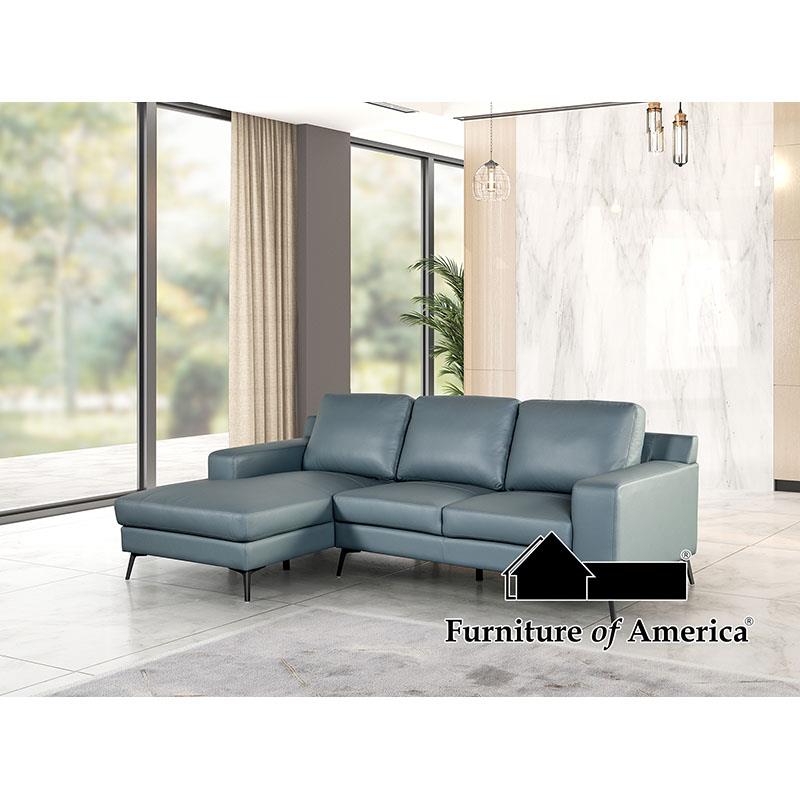 Furniture of America Stordal Sectional, Left Chaise, Blue