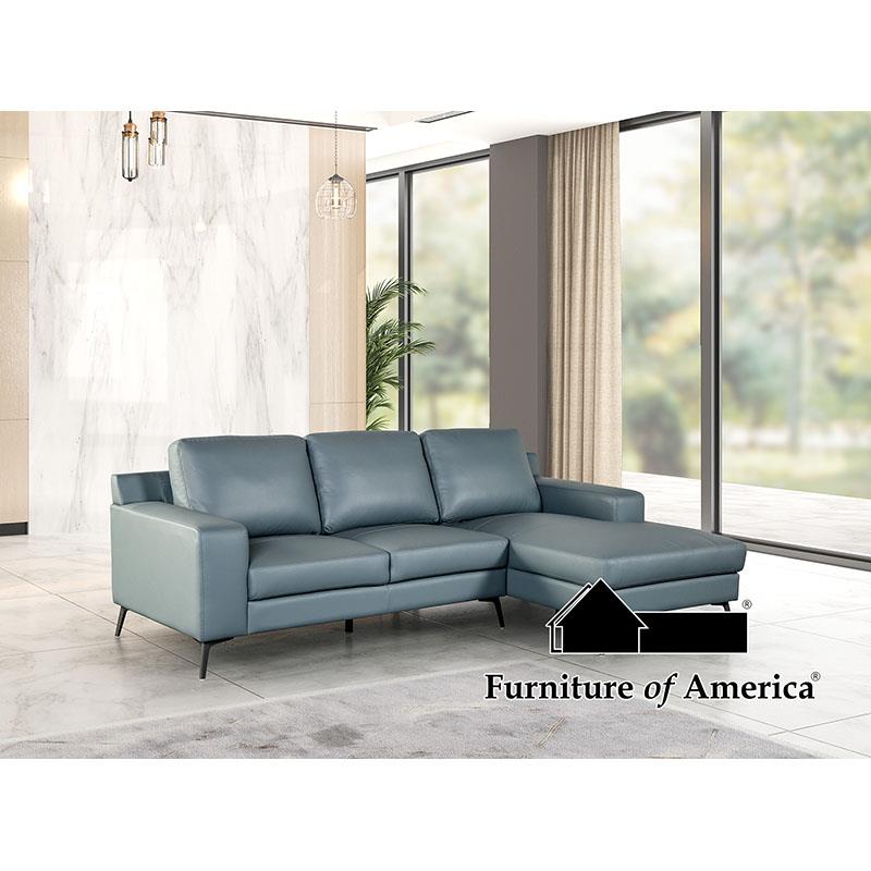Furniture of America Stordal Sectional, Right Chaise, Blue