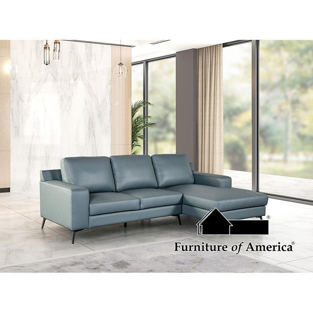 Furniture of America Stordal Sectional, Right Chaise, Blue