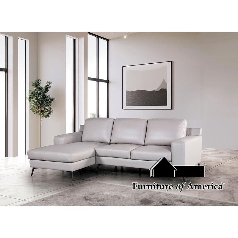 Furniture of America Stordal Sectional, Left Chaise, Light Gray