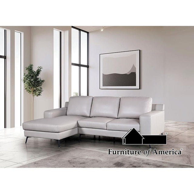 Furniture of America Stordal Sectional, Left Chaise, Light Gray