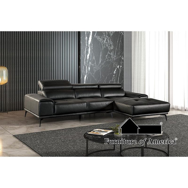 Furniture of America Vadso Sectional, Right Chaise, Black