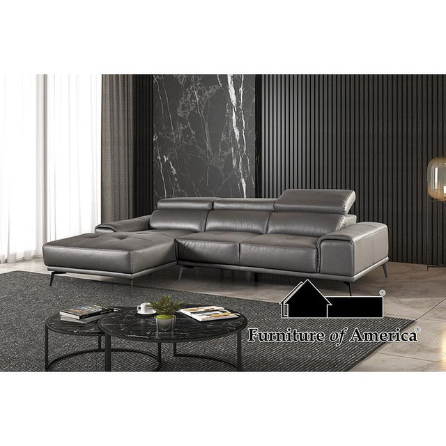 Furniture of America Vadso Sectional, Left Chaise, Dark Gray