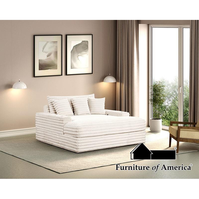 Furniture of America Veyrier 2 Arm Chaise, White