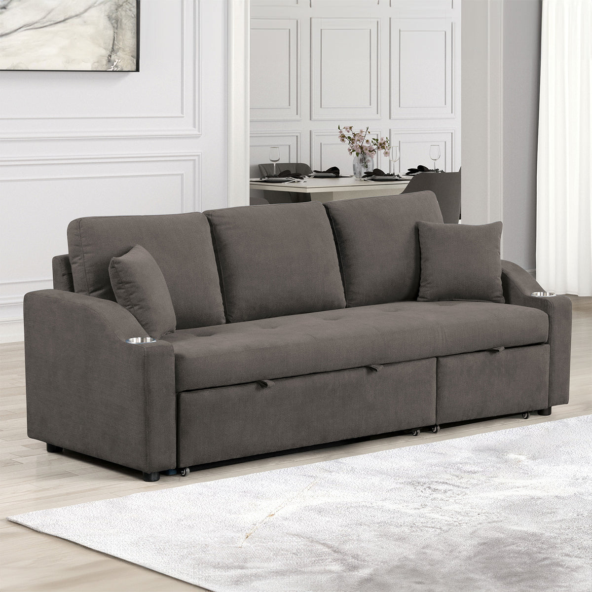 Royden Sleeper Sofa w/ Cupholder, Gray