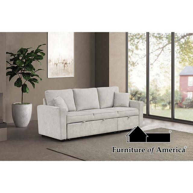 Furniture of America Kendal Sleeper Sofa Sectional w/ Cupholder, Beige