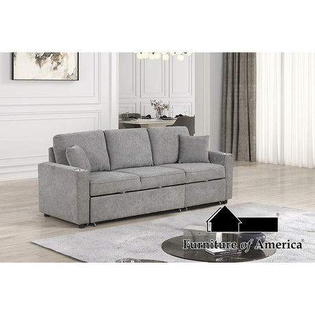Furniture of America Kendal Sleeper Sofa Sectional w/ Cupholder, Gray