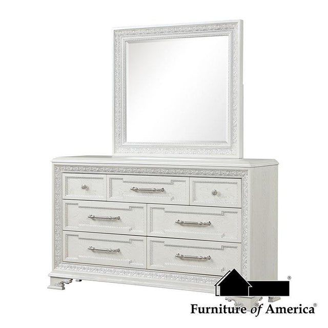 Furniture of America Stella Mia Dresser w/Jewelry Box, Creamy White