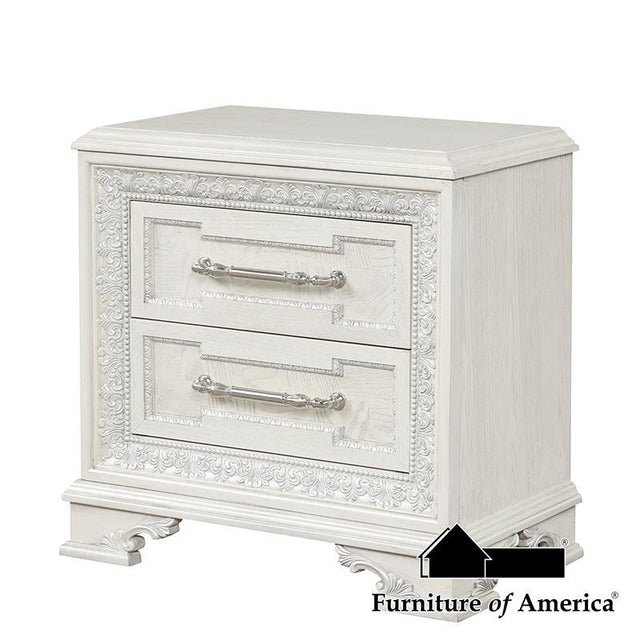 Furniture of America Stella Mia Nightstand w/ USB, Creamy White