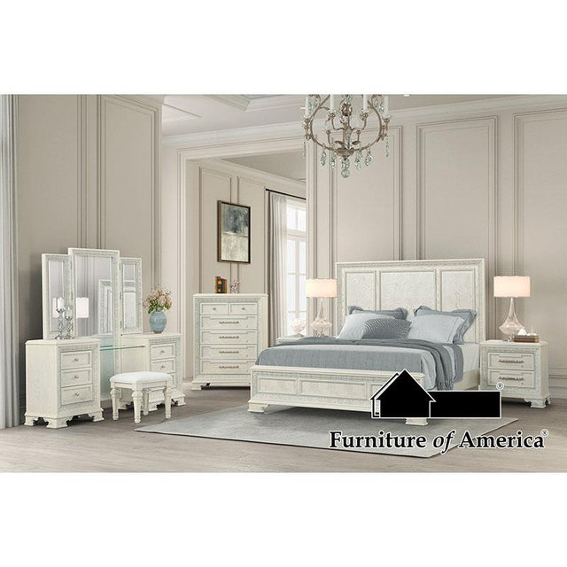 Furniture of America Stella Mia Queen Panel Bed, Creamy White